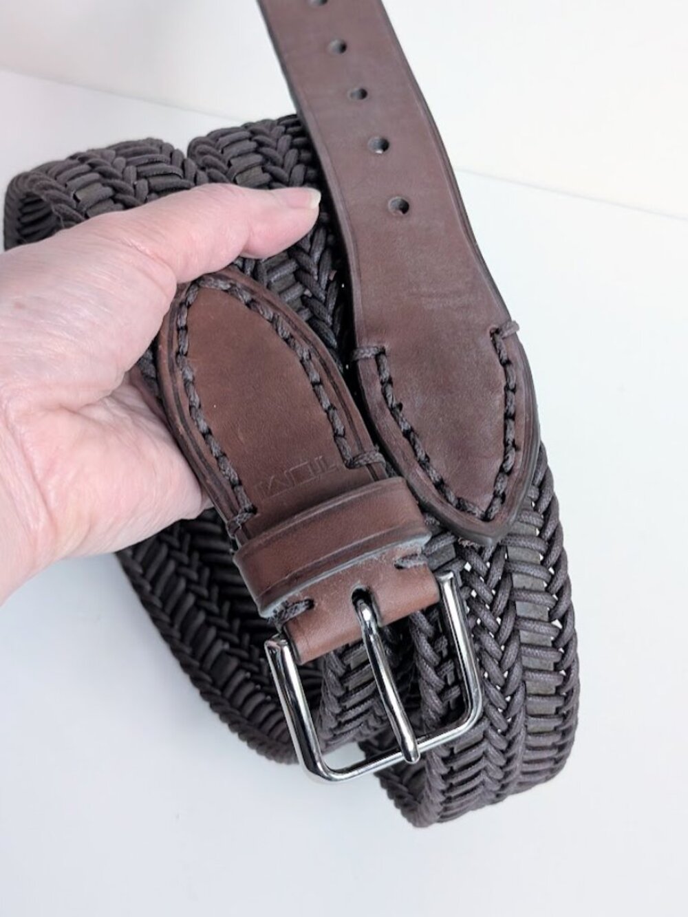 Tumi Men's Leather Cord Woven Braided Belt Size: 46/115 Like New